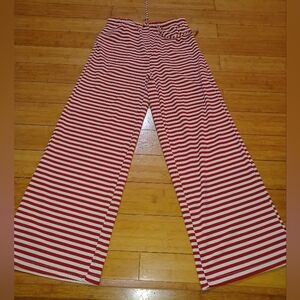 Striped Red and White Casual Pants